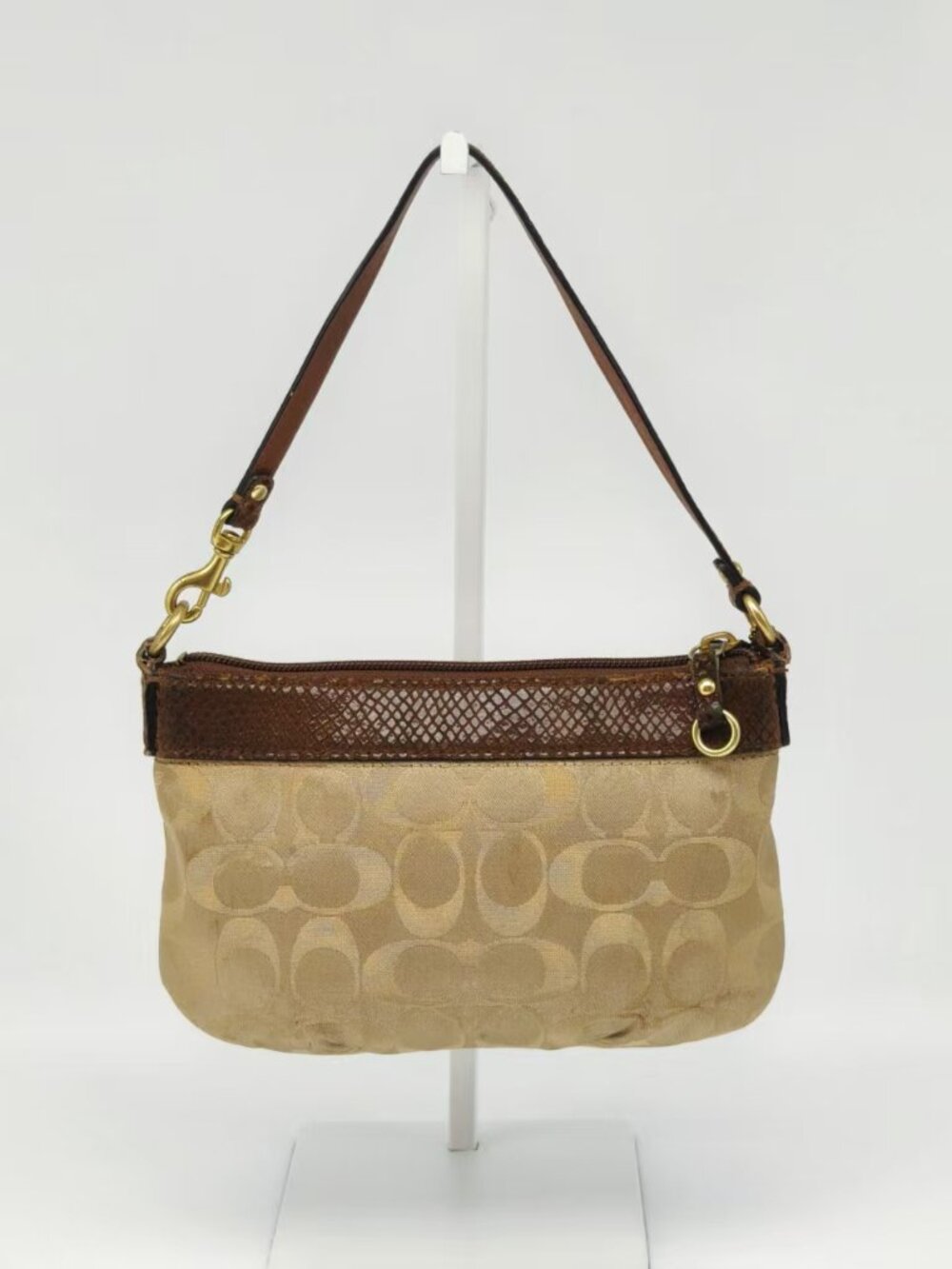 Coach Signature C Canvas Mini Shoulder Bag Brown Leather Turnlock Y2K Vintage - Picture 4 of 13
